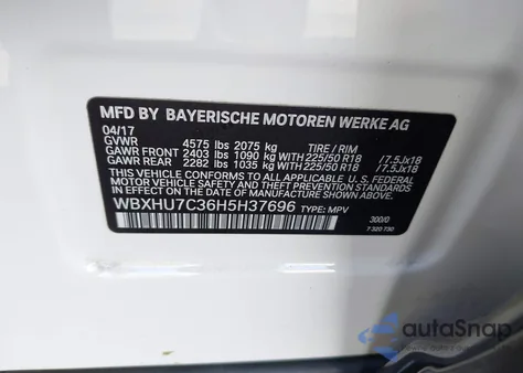 2017 BMW X1 Sdrive28I from USA, damaged, VIN WBXHU7C36H5H37696